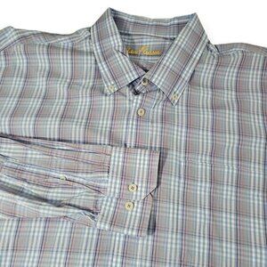 Alan Flusser Blue &‎ Colorful Plaid Long Sleeve Button Down Shirt Size XXL / 2XL
